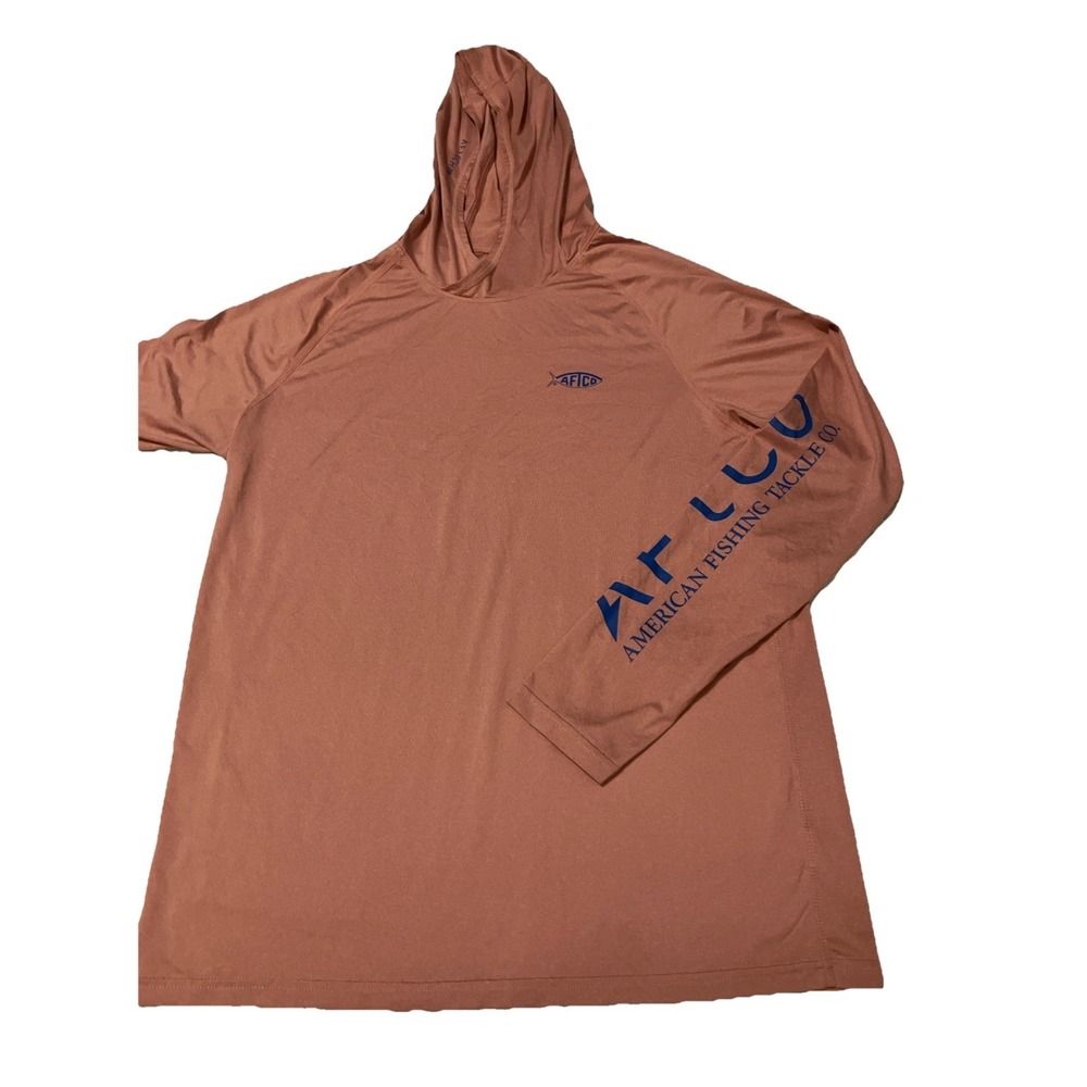 Aftco Hoodie Mens Small Pink Lightweight‎ Performance Fishing Pullover Stretch